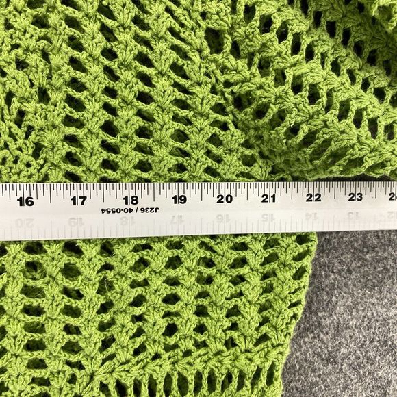 One Resource Top Women M Medium Green Crochet Open Front Long Sleeve Casual - Picture 5 of 9